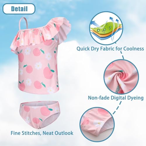 Image of Girls Two Piece Tankini Swimsuits Tie Dye Bathing Suit for Kids One Shoulder Swimwear 3-16 Years