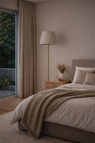 Image of Metal Floor Lamp Standing Modern Lamp Shade for Living Room Corner, Home, Hotel, Office 12 Inches, 4Ft Height (Gold)