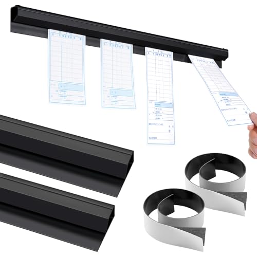 WeBirth オーダークリッパー 50cm【日本企画/マグネットテープ&粘着シートで簡単貼り付け】壁に穴開けない 伝票ホルダー 伝票差し 伝票クリップ 伝票バインダー (ブラック 2個セット)