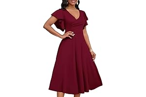 Women's Cocktail Midi Dress: Burgundy Elegance for Weddings and Special Occasions