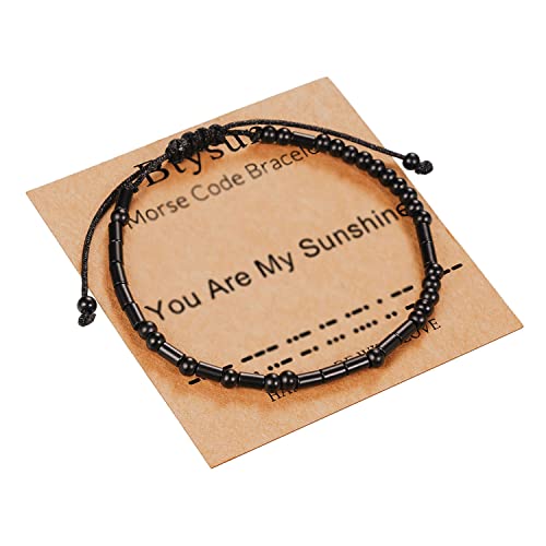 Morse Code Bracelets for Women Inspirational Gifts for Her Adjustable Black Adjustable Braided Men Bracelets Motivational Best Friend Birthday Gifts for Sister Daughter Mom Dad Christmas Jewelry…
