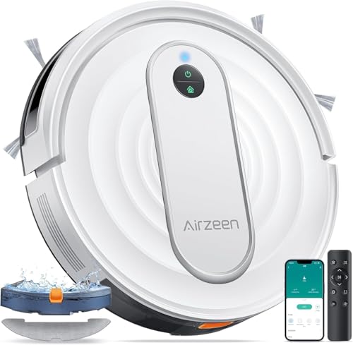 Airzeen Aspirateur Robot,4000PA Robot Aspirateur Laveur avec Nettoyage,Télécommande/Contrôle...