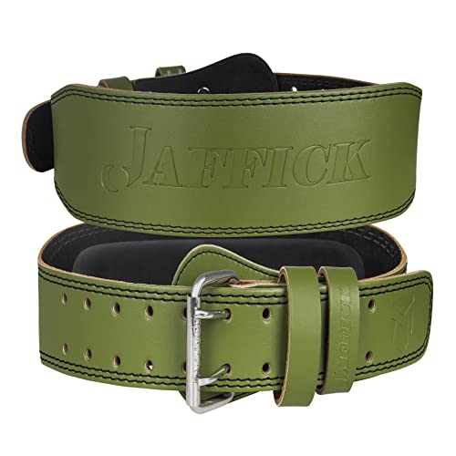 WKWE Weight Lifting Belt with Padded 100% Leather 4 Inch Gym Fitness Squats Dip Belt Back Support for Bodybuilding, Powerlifting, Cross Training, Workout, Exercise - Men & Women Weightlifting