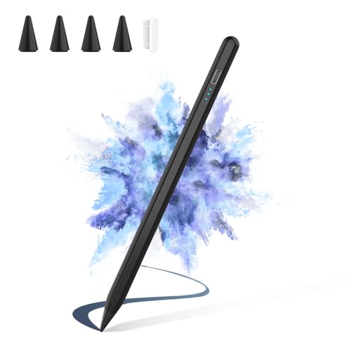 Image of HZD Apple Pencil for iPad 2025-2018 Faster Charge Stylus Pen,Black | with Tilt Sensitivity & Palm Rejection & Magnetic Compatible iPad 11 /10 /9 /8 /7 /6, Pad Air 3 /4 /5, Pro 12.9 inch /11 inch,Mini 6 /5, M2 /M4