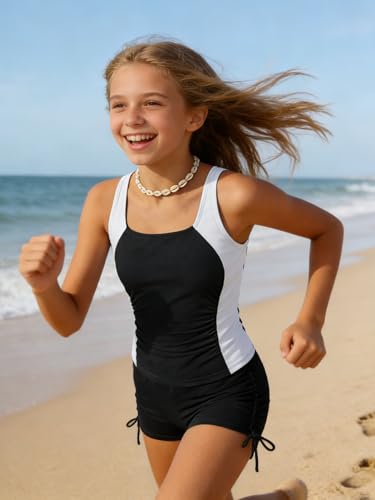 Image of Girls Swimsuits 2 Piece Bathing Suit Tropical Floral Swimwear 7-16 Years Beach Sport Halter Tankini