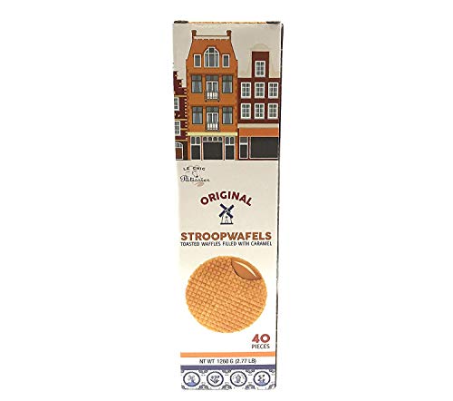 Le Chic Patissier Original Caramel Wafer, Stroopwafel, Holiday Family Size | 1.12-Ounce Box (Pack of 40) Total 2.77 Pounds