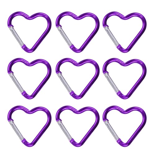 Laikoutd 9lots Colorful Keychain Hook Love Heart Carabiner Quickly Release Carabiner for Backpacks and Bottles