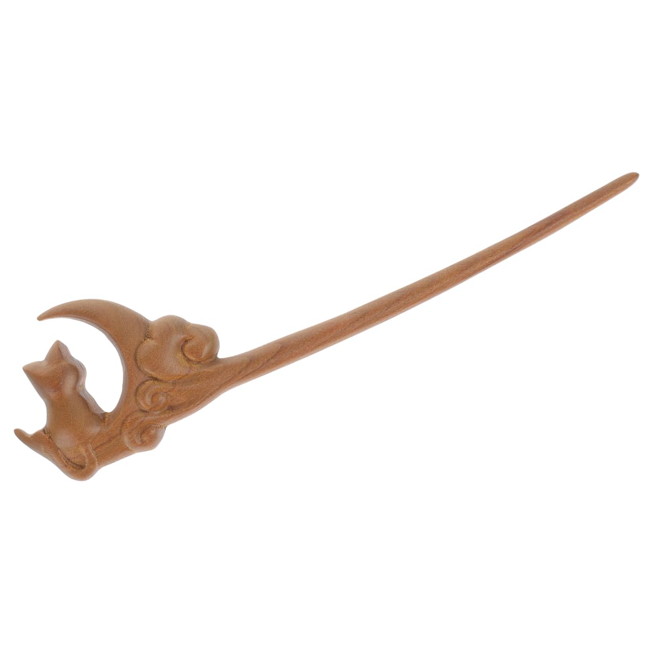 NOLITOY Wooden Hair Sticks, Ancient Chinese Chopsticks Cat Shape Hairpin Retro Horn Fork Vintage Chignon for Bun Holder