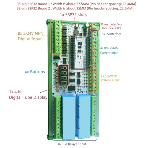 Module ESP32 8AI 8DI 8DO avec relais 24V et boitier rail DIN