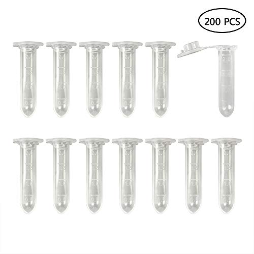 Centrifuge Tubes 200 Pack 2ml Polypropylene Clear Graduated Mirco Test Tubes with Snap