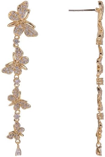 Daisy Fuentes Gold Tone Linear Butterfly Earrings with CZ Stones