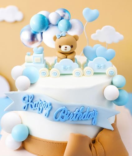 JeVenis Teddy Bear Cake Decoration Stars Decoration Baby Shower Cake Decoration Teddy Bear Birthday Party Supplies Teddy Bear Birthday Decoration