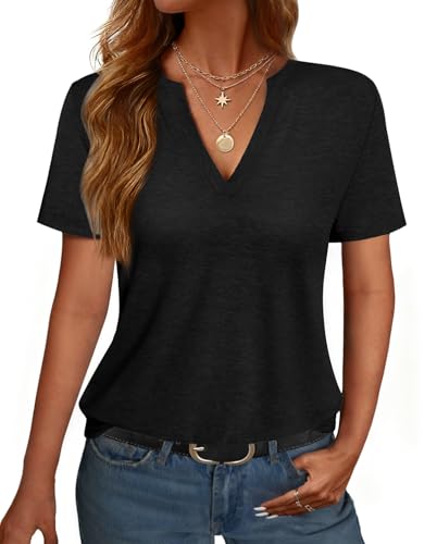 NORACORA Women's V Neck Short Sleeve T Shirt Summer...