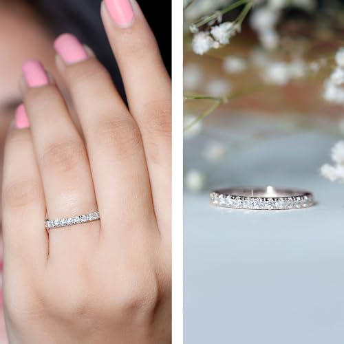 Certified Moissanite Full Eternity Ring, D-VS1 Quality, Diamond Moissanite Wedding Anniversary Ring - With Jewelry Box2