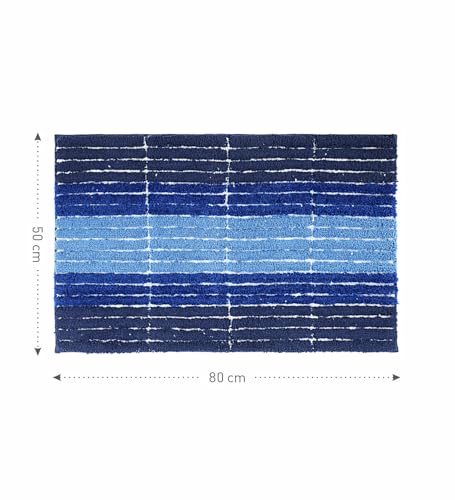 Image of Obsessions Soft & Plush Bath Mat | Quick Dry, Stain & Skid Resistant | Luxuriously Soft, Long Lasting Color | TPR Latex Backing, Size 50x80 cm, Light Blue & Cobalt Blue
