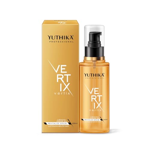 Image of Yuthika Professional Vertix Revitalize Hair Serum 100ml with Linseed & Argan Oil for Dry, Frizzy, Curly & Wavy Hair for Women & Men