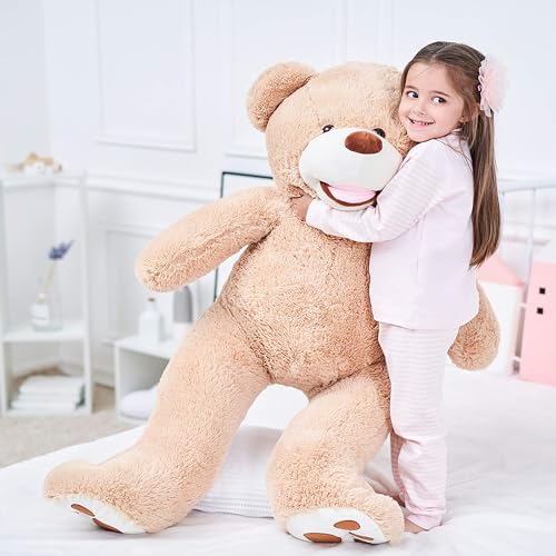 IKASA 39" Giant Teddy Bear with Big Footprints Plush Toy Stuffed Animals Light Brown