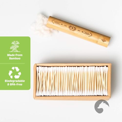Bamboo Cotton Swabs 500 Count | Eco-Friendly &amp; Pure Cotton Buds | Double Tipped Sticks | 100% Plant-Based &amp; Natural | Perfect for Makeup &amp; Nail Applications, Arts &amp; Crafts, Removing Dust &amp; Dirt…
