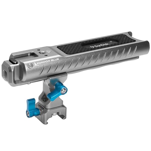 KONDOR BLUE | PRO-Blade SSD Handle for SanDisk USB-C Recording | Camera Cage Top Handle or Side Handle NATO Clamp Built-in USB-C Protection Read/Write Port ARRI Anti-Twist 1/4-20 Mounts | Gray