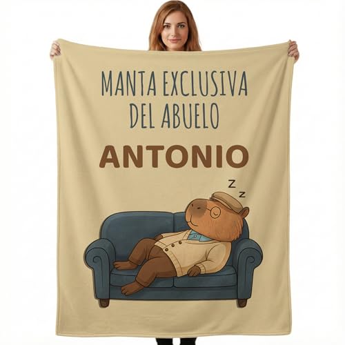 LolaPix Manta Personalizada Abuelo. Regalos Divertidos para Abuelos. Mantas Personalizadas. Regalos Originales para Hombre. Certificado Oeko-Tex. Manta Suave 3 Tamaños. Exclusiva Abuelo