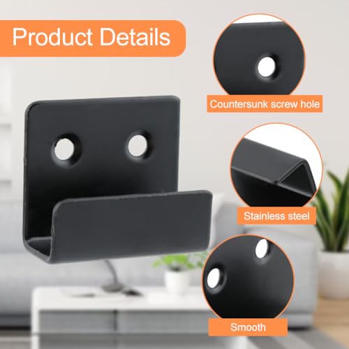 Image of 10 pcs Tile Wall Hangers, Stainless Steel U-Shaped Wall Brackets with 20 Screws+20 Expansion Tubes+1 Storage Bag, Billboard Holder Brackets for Mirrors, Picture Frame(Black)
