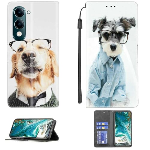 Custodia Comaptibile per Vivo Y04E Case Cover Supporto Premium in PU con 9H HD Vetro Temperato CPT52