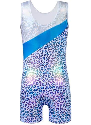 Image of HOZIY Leotards for Girls Gymnastics Kids Children Biketard Snowflake Ribbon Blue Purple Hot Pink Sparkle