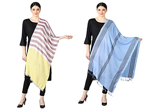 Image of Flyer Women's stole /scarf Colour- Yellow & Purple & Blue & Grey & Purple & Pink soft viscose ethnic scarves pack of 2 ST-08-ALL