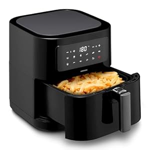 MEDION E40 XL Heißluftfritteuse (5,2 Liter, Airfryer, 2.150 Watt, 9 Automatikprogramme, Backfunktion, ölfreies Frittieren, Touch Bedienfeld, LED Anzeige) schwarz