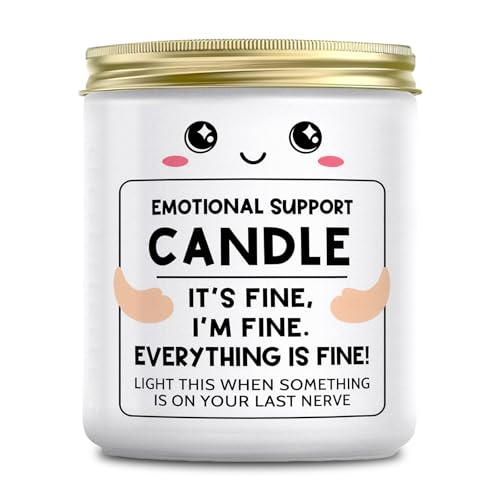 Funny Emotional Support Candle Its Fine Im Fine Everything is Fine Candle Encouragement Scented Candle for Women Stress Relief Lavender Soy Candle for Friends Coworkers