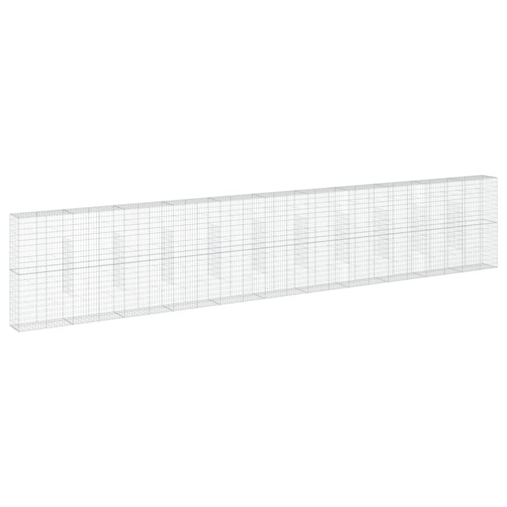 Gavión con tapa, 1100 x 50 x 200 cm, cesta de piedra galvanizada | Cesta de jardín resistente de hierro galvanizado, ideal como protección de privacidad estable o valla decorativa.