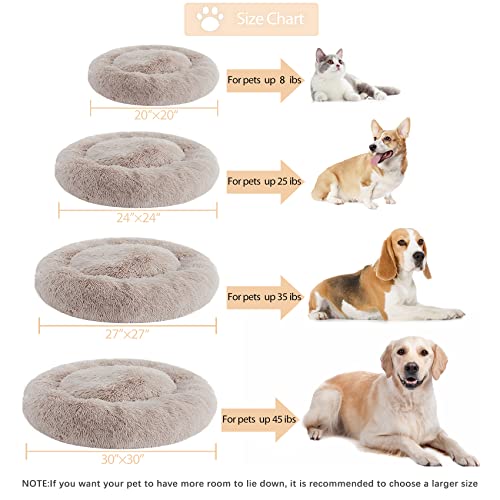 Wnpethome Calming Dog Bed & Cat Bed,Small Dog Bed Donut Design Faux Fur Anti-Anxiety Dog Bed,Fluffy Dog Cushion Pet Bed For Small Dogs And Cats (20 X 20 Inch, Brown) #TOP4