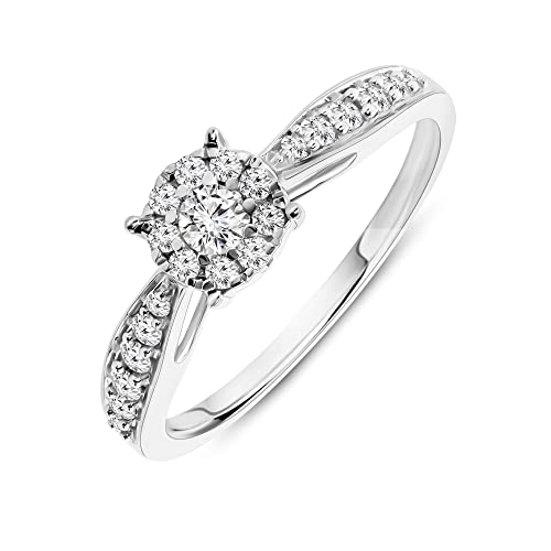 MIORE Ring Damen 0.30 Ct Diamant Verlobungsring aus Weißgold 9 Karat / 375 Gold Schmuck mit Diamanten Brillanten