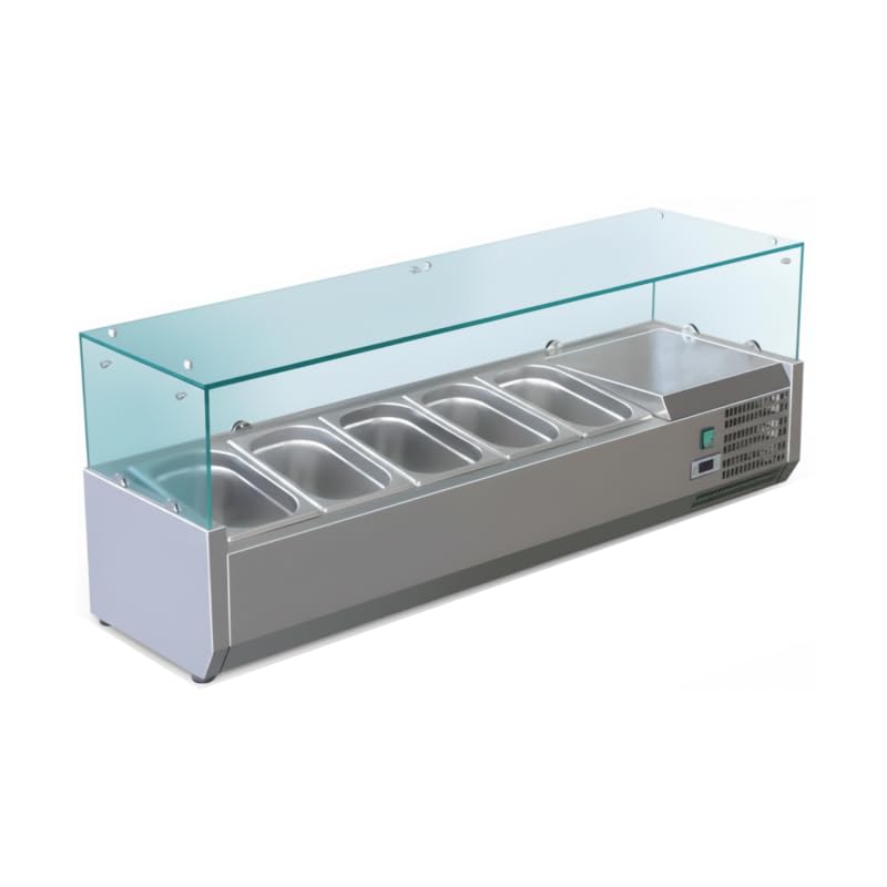 Générique Vitrine Saladette Réfrigérée à Ingrédients 1200 mm– 5 x GN 1/4 – +2°C/+8°C – Inox