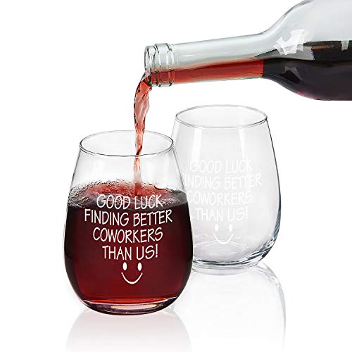 Good Luck Finding Better Coworkers Than Us Stemless Wine Glass 15Oz, Funny Wine Glass For Going Away, Leaving, Farewell, New Job, Women Men Coworkers Colleagues Boss Friends #TOP5