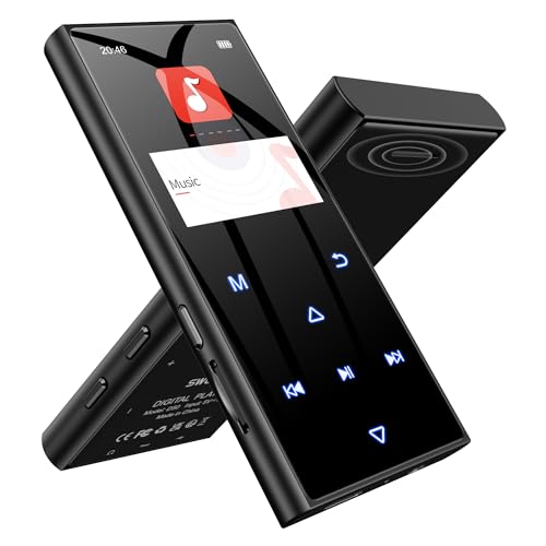 Image of 128GB MP3 Player with Bluetooth 5.3, SWOFY D50 Portable Music Player Built-in HD Speaker, FM Radio, Voice Recorder, HiFi Sound, E-Book, Earphones Included, Supports Expanded Up to 256GB Black