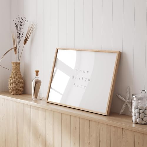 puthiac 20x30 Oak Wood Picture Frames -20"x30" Poster Frames for Wall, 20x30 Picture Frames for Wall, 20 x 30 Picture Frame, 20 x 30 Frame(1 Pack, Beige)