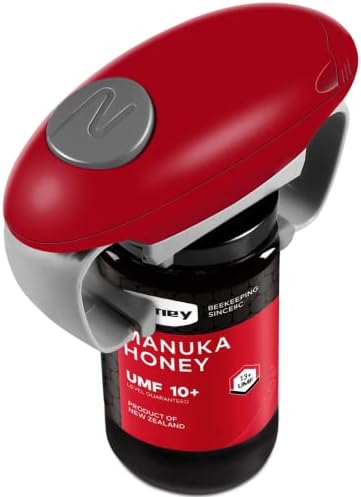 Kitchenmuh Higher Torque Electric Jar Opener for Seniors with Arthritis Fit Almost Jars Size, Strong Tough Automatic Jar Opener for Weak Hands, Hands Free Battery Operated Bottle Opener (Red)