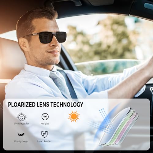 Polarized Clip on Sunglasses Over Prescription Glasses for Men Women Rimless Compact Fit Non-Flip Up3