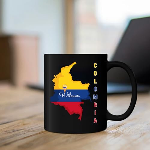 TTNARTYPOD Personalized Name Colombia Heart Flag Coffee Mug, Colombia Ceramic Mugs 11oz - 15oz