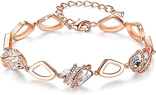 Wish Stone Link Charm Bracelet with Birthstone Crystals, Rose Gold Plated or Silver-tone, 7"+2"