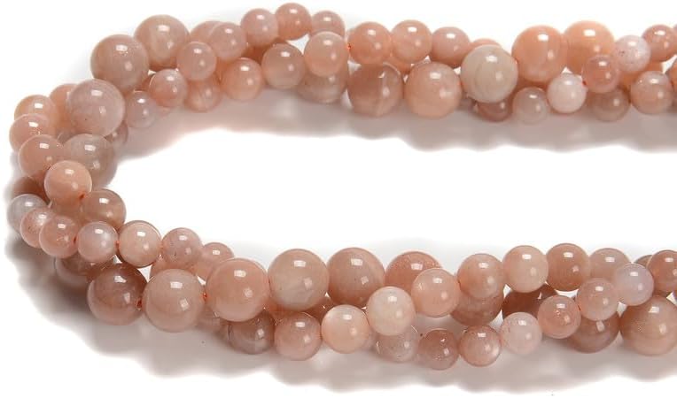 120pcs(2 Strand/Set) 6mm Natural Peach Moonstone Gemstone Beads with Energy Power, Smooth Round Stone Beads for Jewlery Bracelets Earrings Making DIY - Image 4