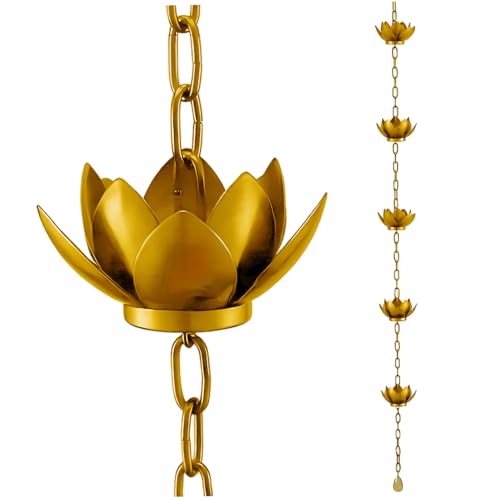 Chaîne attrape-pluie lotus dorée pour régler les éclaboussures - 2