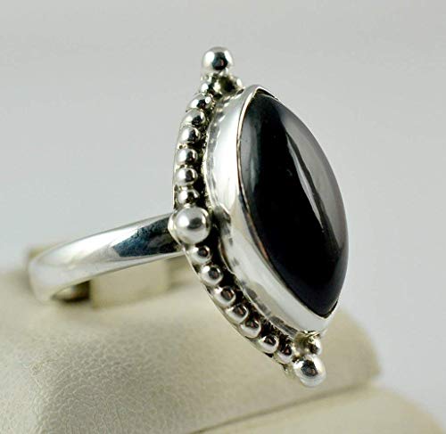 Navya Craft Black Onyx Marquise 925 Sterling Silver Handmade Statement Women Ring, Black Gemstone Ring, Boho Jewelry For Christmas Anniversary Birthday Valentine Day Gift Wife Her Mother Sister #TOP5