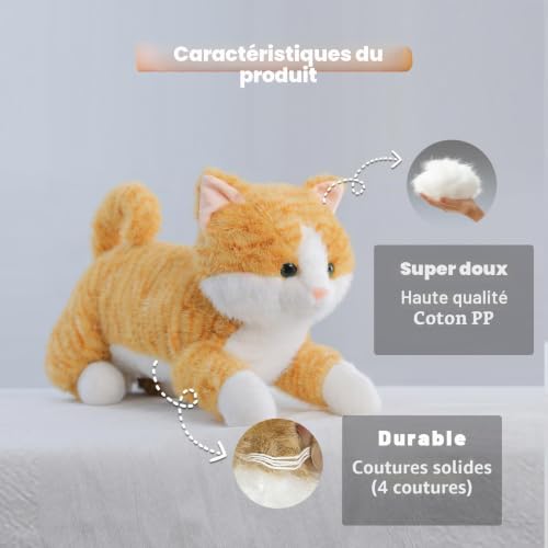 Oreiller en peluche douce orange forme chat lesté pour esthétique salon