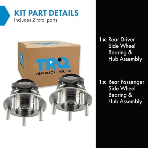 Image of TRQ Rear Left and Right Wheel Bearing and Hub Assembly Set 2 Piece Compatible with 15-21 Ford Edge FWD 17-20 Lincoln Continental FWD 16-18 MKX 19-23 Nautilus