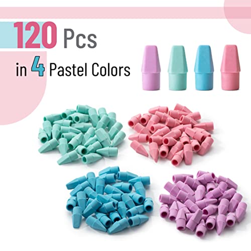 Mr. Pen Pencil Top Erasers, Pastel Colors, 120 Pack, Pencil Erasers