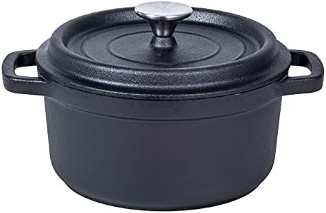Bruntmor 2.3 Quart Pre-seasoned Cast Iron Dutch Oven With Handles, Lid And Silicone Accessories, 2.3 Qt Black Cast Iron Skillet, Pre-seasoned Shallow Cookware Braising Pan For Casserole Dish
