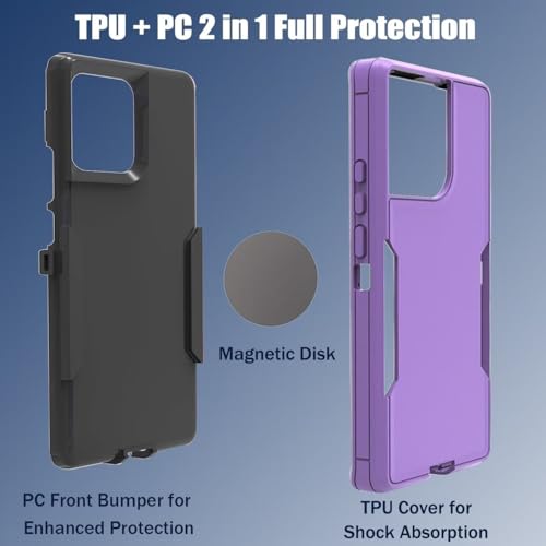 Protector Moto G Stylus 2022 XT2211 resistente de doble capa morado con imán integrado 3