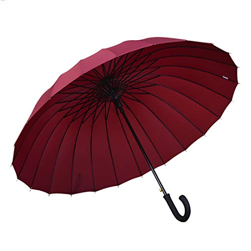 LissomPlume XXL Stahlrahmen Dreifacher Klappbarer Regenschirm 24 Rib Windbeständiger Taschenschirme - weinrot J Cover